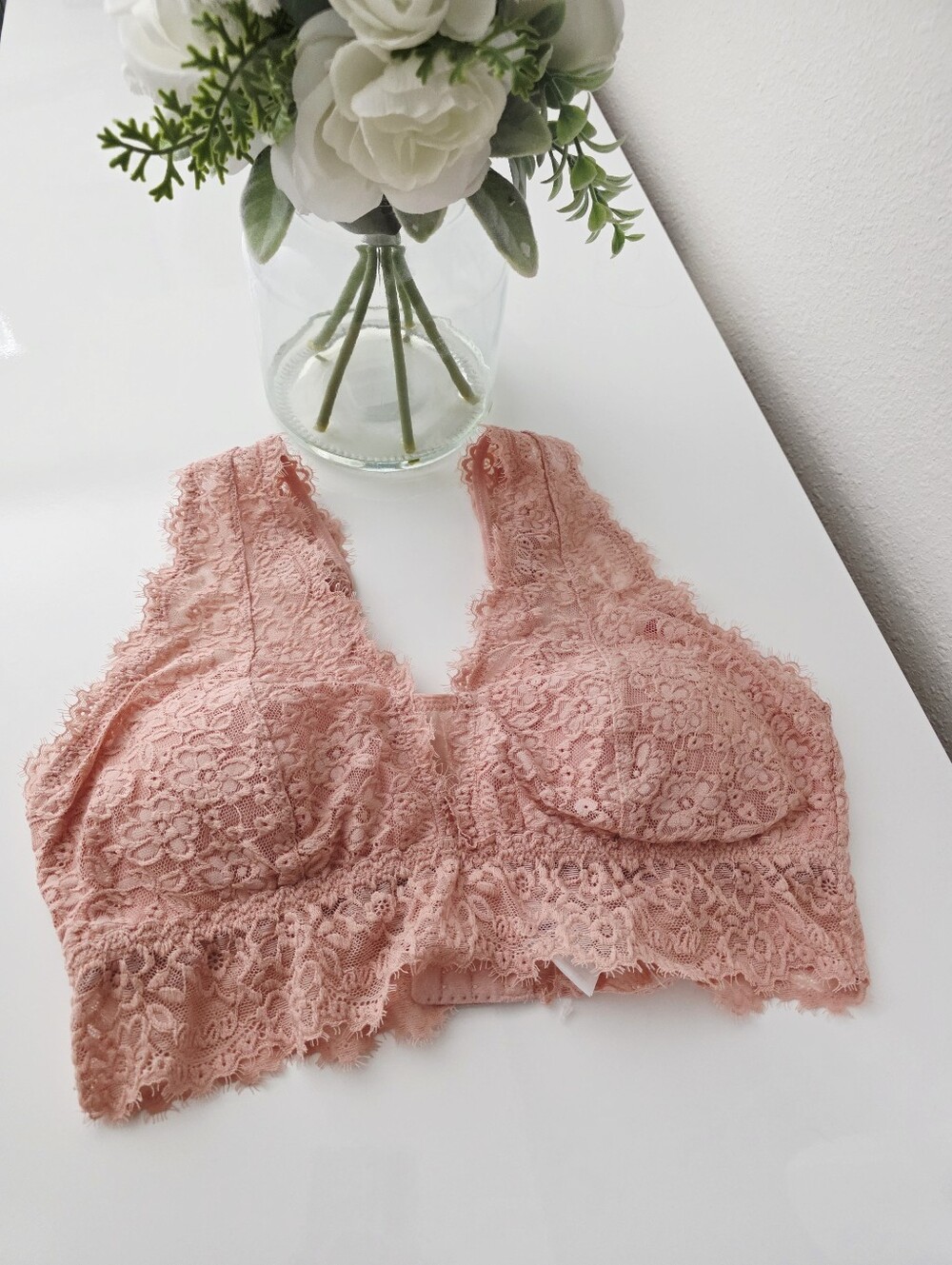 AERIE🍑 Eyelash Lace Padded Plunge Bralette SIZE L